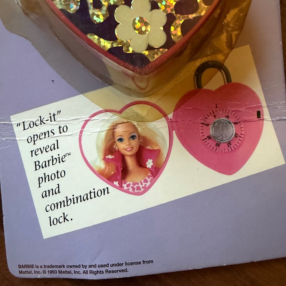 Vintage 1993 Barbie Lock-It Heart Combination Bicycle Lock Rand International - Picture 4 of 6